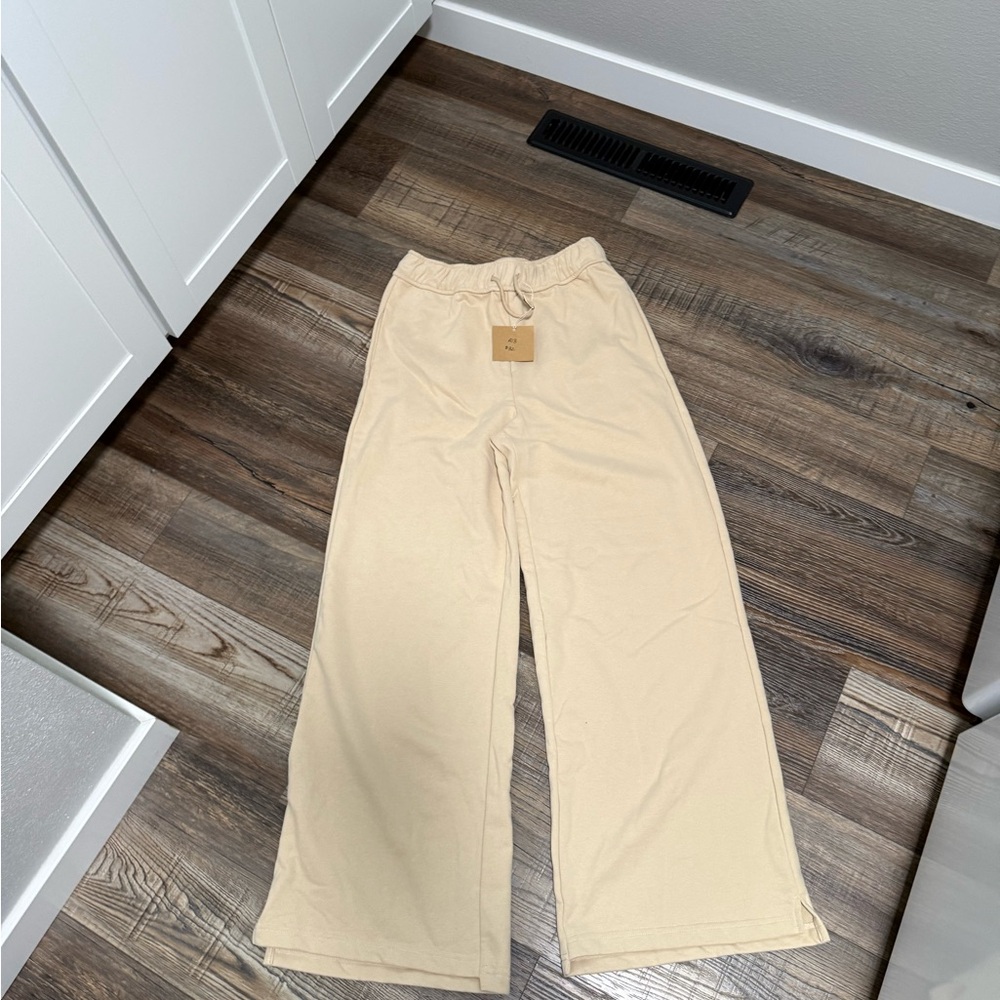 Cream Wide-Leg Pants